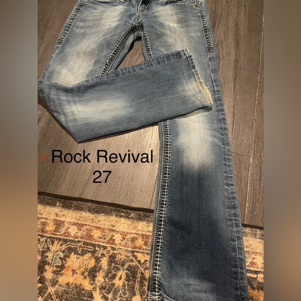 Rock Revival Distressed Blue Bootcut Jeans